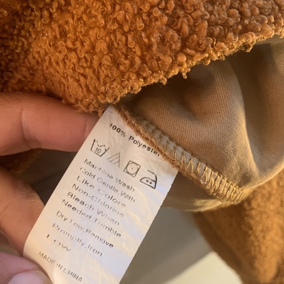 SHEIN Sherpa Teddy Bear Brown Crop Top Pullover Sweater - Picture 5 of 6